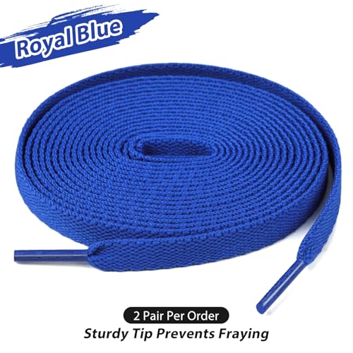 Puzeam 2 Pair Upgrade Tight Weave Flat Shoe Laces for Sneakers 28 Colors 5/16" Wide Replacement Shoelaces for Adults and Kids (Royal Blue, 120 cm) - Image 3