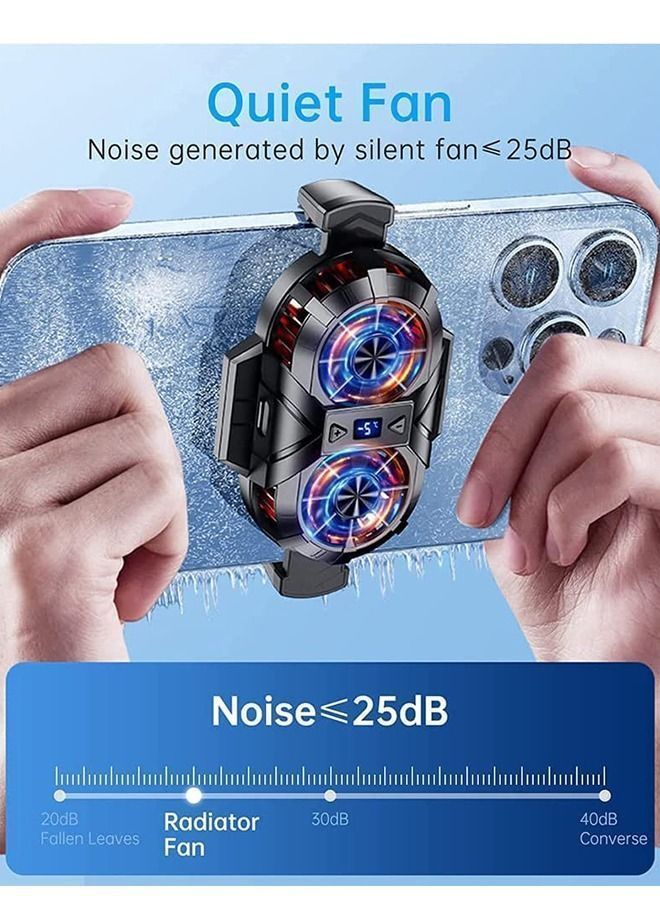 Arabest Semi Conductor Phone Cooler, Cellphone Radiator with Powerful Dual Cooling Chip,5500RPM,Fit for Gaming, Video Streaming, Suitable from 2.7 to 3.6 Inches Width,Black - Image 2