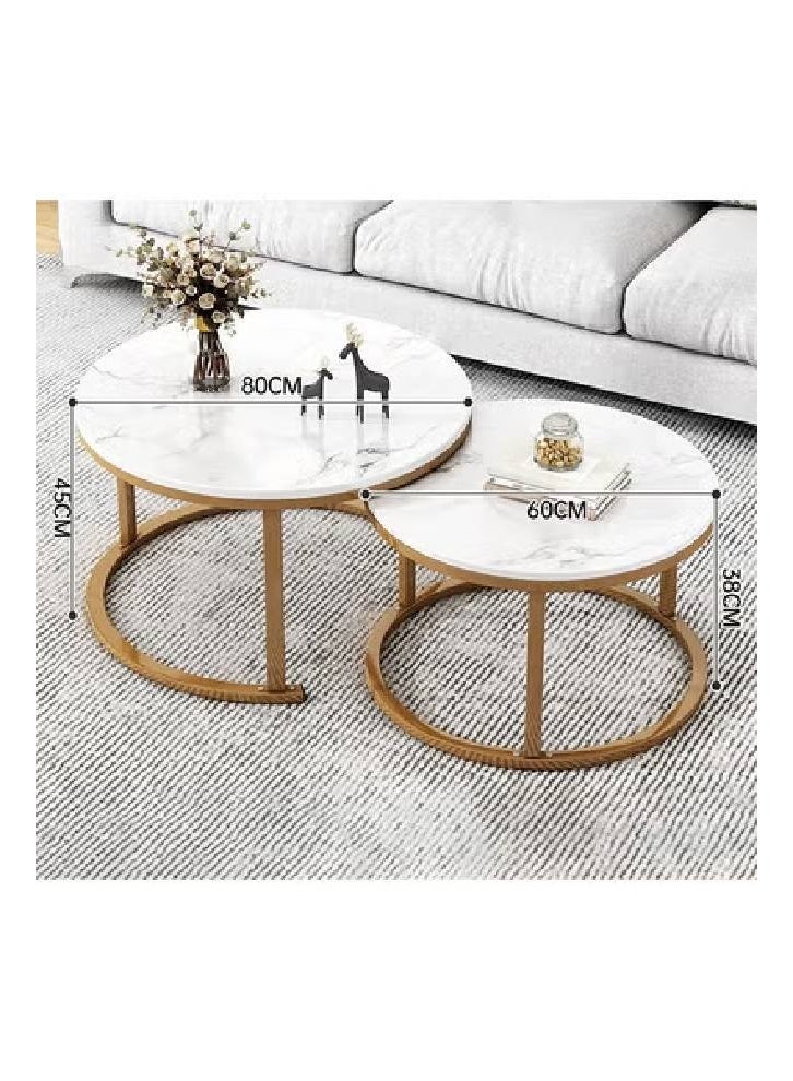 keke 2 Round Coffee Table With Metal Frame - Image 2