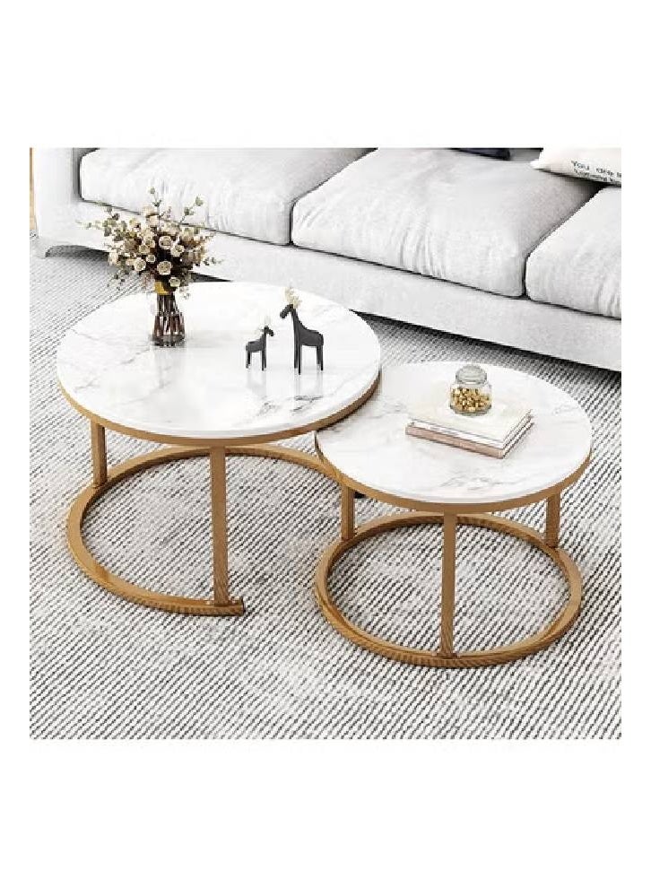 keke 2 Round Coffee Table With Metal Frame - Image 1