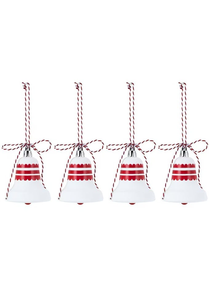 Generic VINTERFINT Tree ornament, bell-shaped white/red 4pack  - Image 1