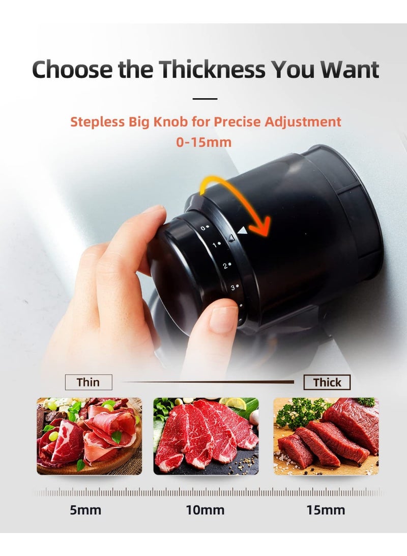ET-LIFE Meat Slicer, 150W Electric Food Slicer with Removable 7.5" Stainless Steel Blades and Stainless Steel Tray, Adjustable Thickness, Food Slicer Machine for Meat Cheese Bread - Image 5