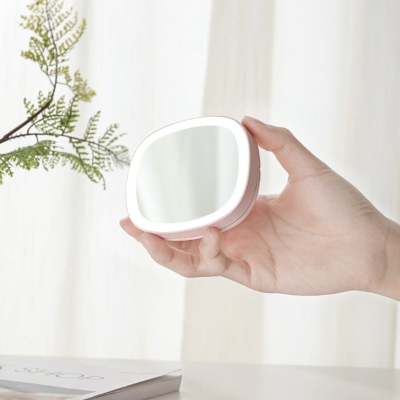 Foldable Makeup Mirror: Blue PC ABS Material - Adjustable 3-Level LED Lighting, USB Rechargeable Long-Lasting Battery, Scratch-Resistant Rubber Oil Surface for Travel, Daily Touch Ups and Gift Giving - Image 2