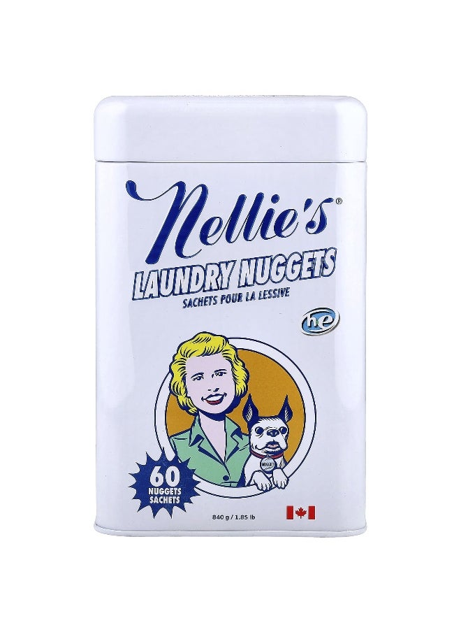 Nellie's Nellie's, Laundry Nuggets, Unscented, 60 Nuggets Sachets, 1.85 lb (840 g)  - Image 1