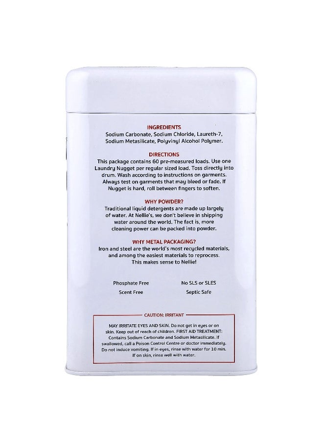 Nellie's Nellie's, Laundry Nuggets, Unscented, 60 Nuggets Sachets, 1.85 lb (840 g)  - Image 2