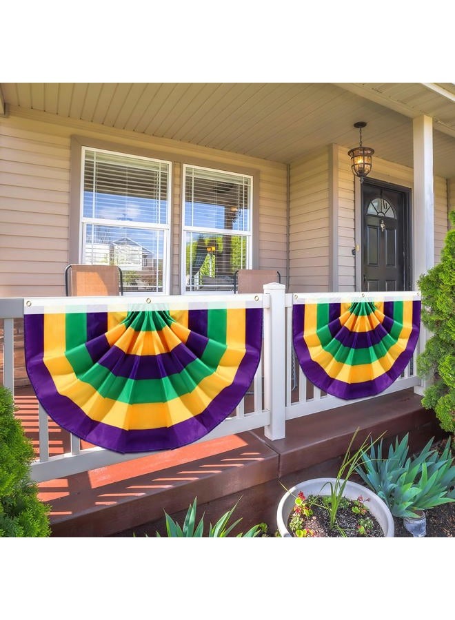 SmoothNovelty 4 Pcs Mardi Gras Bunting Flag Banner Pleated Polyester Fabric Carnival Party Decoration Outdoor Flags and Banners Carnival Party Decoration for Home Indoor (2 x 4 ft) - Image 4