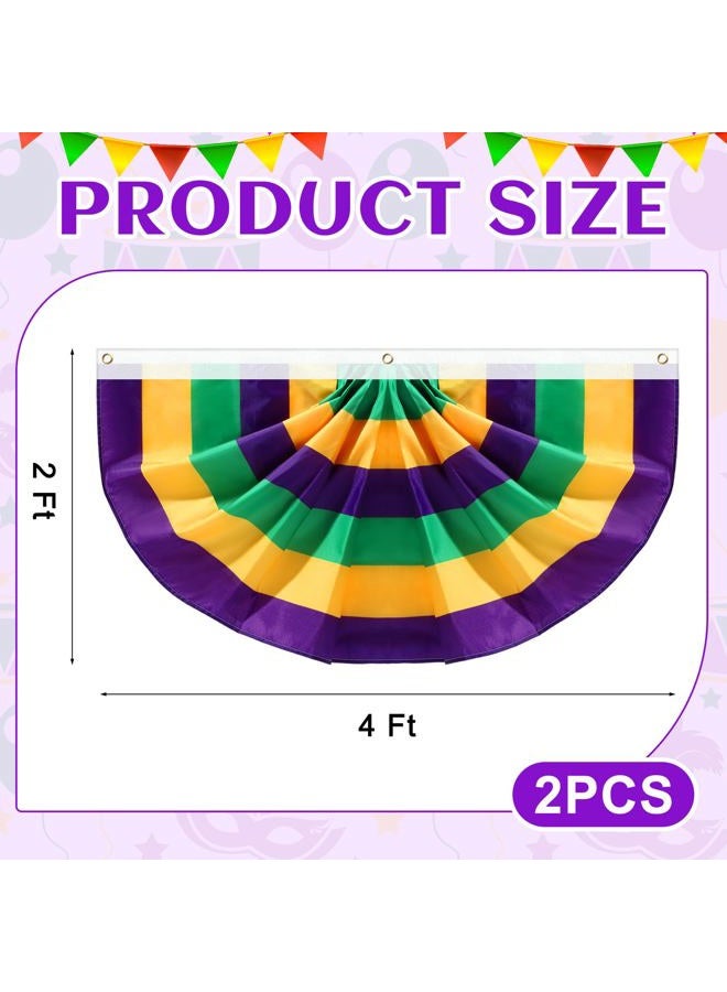 SmoothNovelty 4 Pcs Mardi Gras Bunting Flag Banner Pleated Polyester Fabric Carnival Party Decoration Outdoor Flags and Banners Carnival Party Decoration for Home Indoor (2 x 4 ft) - Image 2
