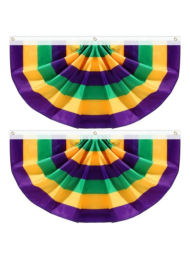SmoothNovelty 4 Pcs Mardi Gras Bunting Flag Banner Pleated Polyester Fabric Carnival Party Decoration Outdoor Flags and Banners Carnival Party Decoration for Home Indoor (2 x 4 ft) - Image 1