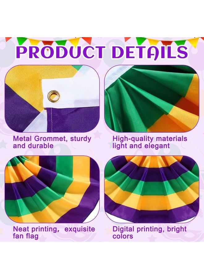 SmoothNovelty 4 Pcs Mardi Gras Bunting Flag Banner Pleated Polyester Fabric Carnival Party Decoration Outdoor Flags and Banners Carnival Party Decoration for Home Indoor (2 x 4 ft) - Image 3