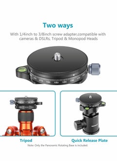 Excefore Camera Panoramic Panning Base with Arca Swiss Style Plate, 3/8" Screw Aluminum Alloy  Black Panorama Tripod Head Bubble Level for Monopod DSLR Cameras, Load Capacity 22 LBS  - Image 3