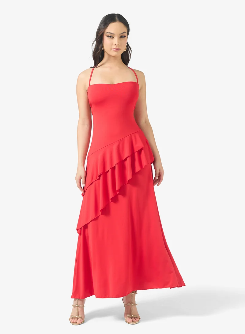 Ginger  Strappy Frill Detail Drop Waist Dress for Women | Best Price UAE