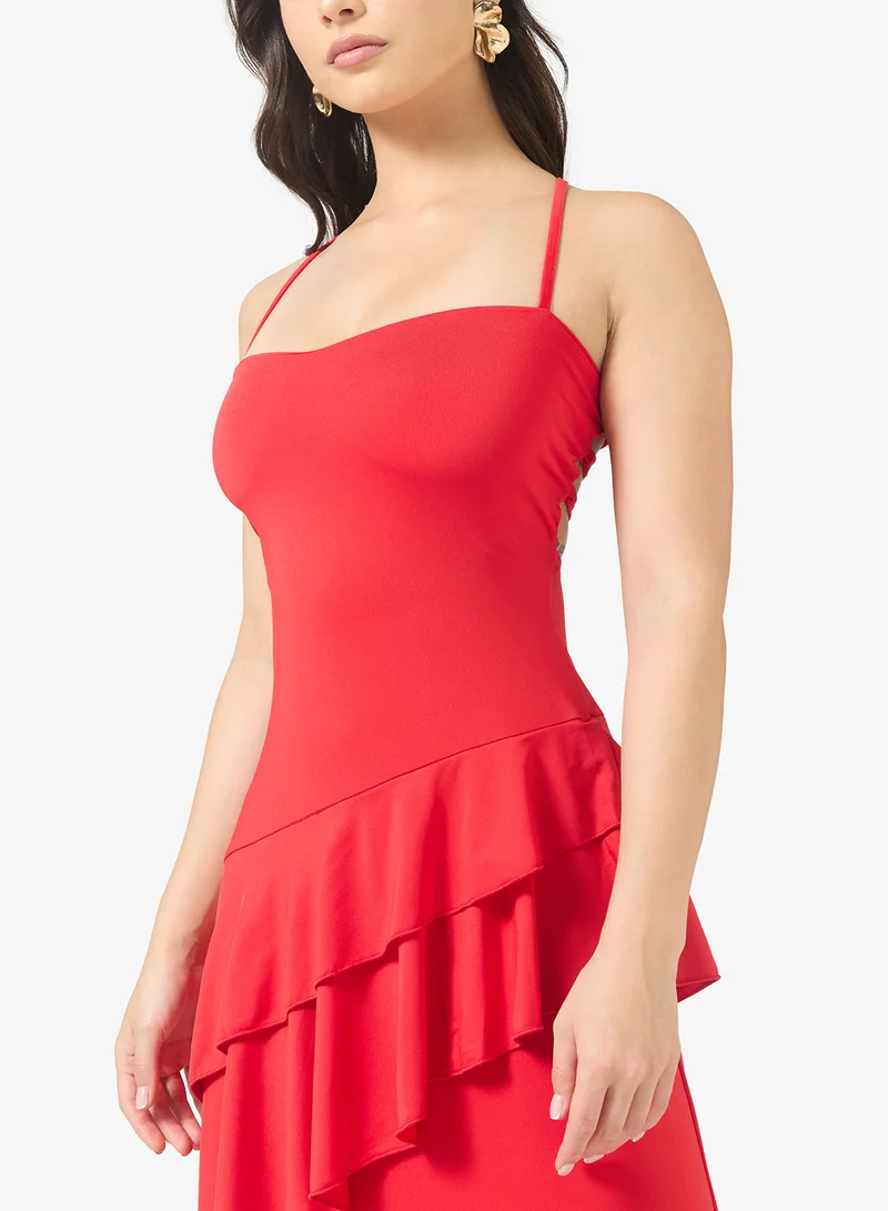 Ginger  Strappy Frill Detail Drop Waist Dress for Women | Best Price UAE