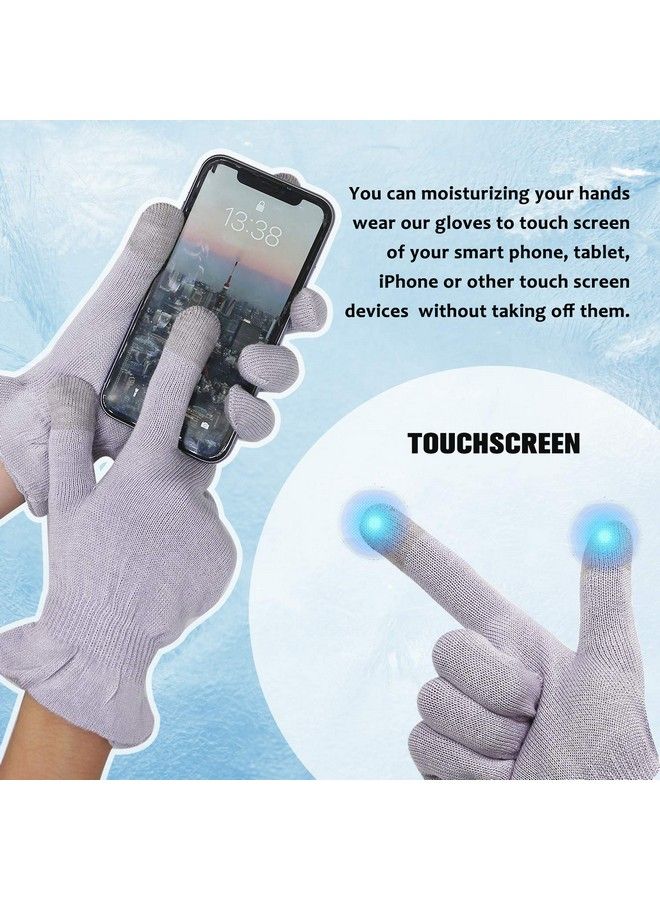 MIG4U Moisturizing Beauty Gloves Touchscreen Overnight Sleeping Glove For Women Dry Hands Nighttime Lotion Eczema Spa Cosmetic Treatment Grey Purple 3 Pairs Size Sm - Image 4
