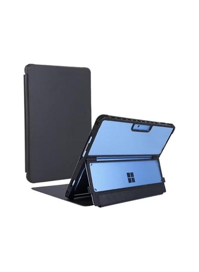 Compatible with 13 Inch Microsoft Surface Pro 11 / 10 9,Multi-Angle Stand Rugged Clear Leather Protective Cover,Compatible Type Cover Keyboard  - Image 1