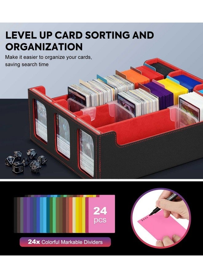 MoKo 2500+ MTG Deck Box with 24 Dividers & 3 Card Supporters, Commander Card Deck Case with Display Window, Fits for Magic Game Cards, YugiOh, Black Red - Image 5