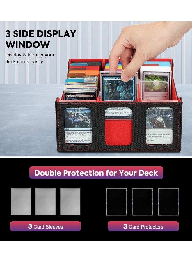 MoKo 2500+ MTG Deck Box with 24 Dividers & 3 Card Supporters, Commander Card Deck Case with Display Window, Fits for Magic Game Cards, YugiOh, Black Red - Image 4