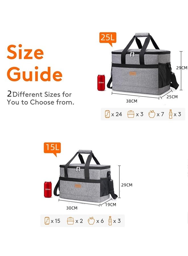 JCB CHIC حقيبة غداء معزولة، حقيبة غداء قابلة للطي مانعة للتسرب قابلة للتجميد مع حزام كتف قابل للتعديل للنساء والرجال والأطفال، صندوق غداء قابل لإعادة الاستخدام لشاطئ نزهة العمل في المكتب (15 لتر) - Image 2