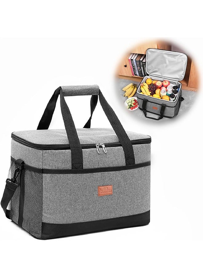 JCB CHIC حقيبة غداء معزولة، حقيبة غداء قابلة للطي مانعة للتسرب قابلة للتجميد مع حزام كتف قابل للتعديل للنساء والرجال والأطفال، صندوق غداء قابل لإعادة الاستخدام لشاطئ نزهة العمل في المكتب (15 لتر) - Image 1