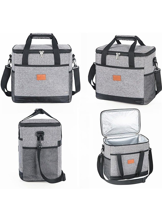 JCB CHIC حقيبة غداء معزولة، حقيبة غداء قابلة للطي مانعة للتسرب قابلة للتجميد مع حزام كتف قابل للتعديل للنساء والرجال والأطفال، صندوق غداء قابل لإعادة الاستخدام لشاطئ نزهة العمل في المكتب (15 لتر) - Image 3