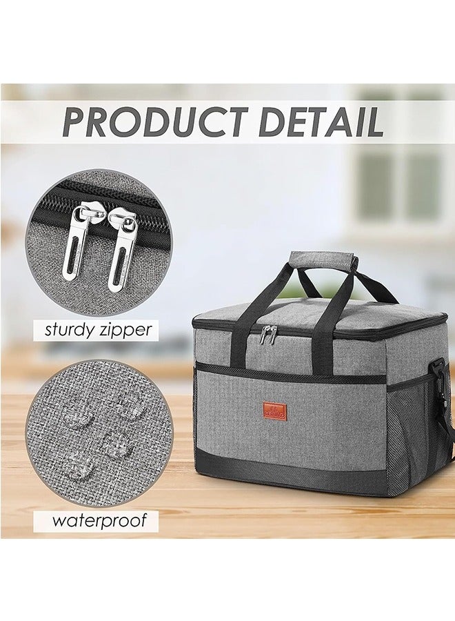 JCB CHIC حقيبة غداء معزولة، حقيبة غداء قابلة للطي مانعة للتسرب قابلة للتجميد مع حزام كتف قابل للتعديل للنساء والرجال والأطفال، صندوق غداء قابل لإعادة الاستخدام لشاطئ نزهة العمل في المكتب (15 لتر) - Image 4