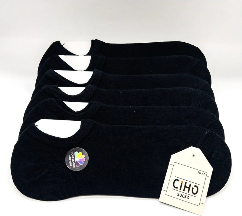 Ciho Socks Daily Women's 12 Pairs Modal Smooth Black Soft Touch Combed Cotton Invisible Booties Socks - Image 1