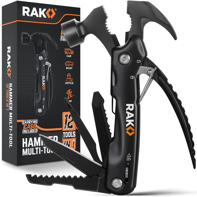 RAK Hammer Multitool BirthdayGifts for Men - Cool Unique Gifts Who Have Everything - Compact DIY Survival Multi Tool - Backpacking & Camping Accessories - Gadget Gifts - Image 1