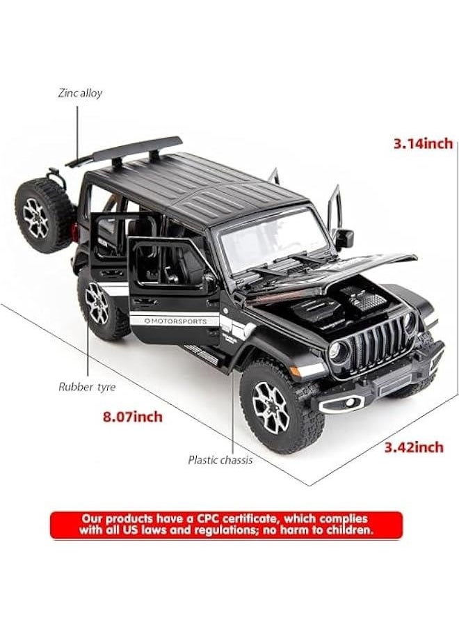 Generic - Off-Road 7 Door for Wrangler Diecast Toy Car Model, 1/22 Scale Metal Alloy Vehicle for Kids Boys Girls Adults, Doors Open, Light and Sound, Gifts Black - Image 1