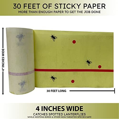 W4W, Spotted Lantern Fly Tree Trap - 4 Rolls (30 Feet Each Roll) - Lanternfly Tree Tape Creates a Sticky Barrier Protecting Trees from Harmful Insects - Non-Toxic - Image 3