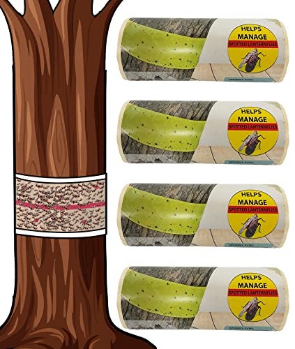 W4W, Spotted Lantern Fly Tree Trap - 4 Rolls (30 Feet Each Roll) - Lanternfly Tree Tape Creates a Sticky Barrier Protecting Trees from Harmful Insects - Non-Toxic - Image 1