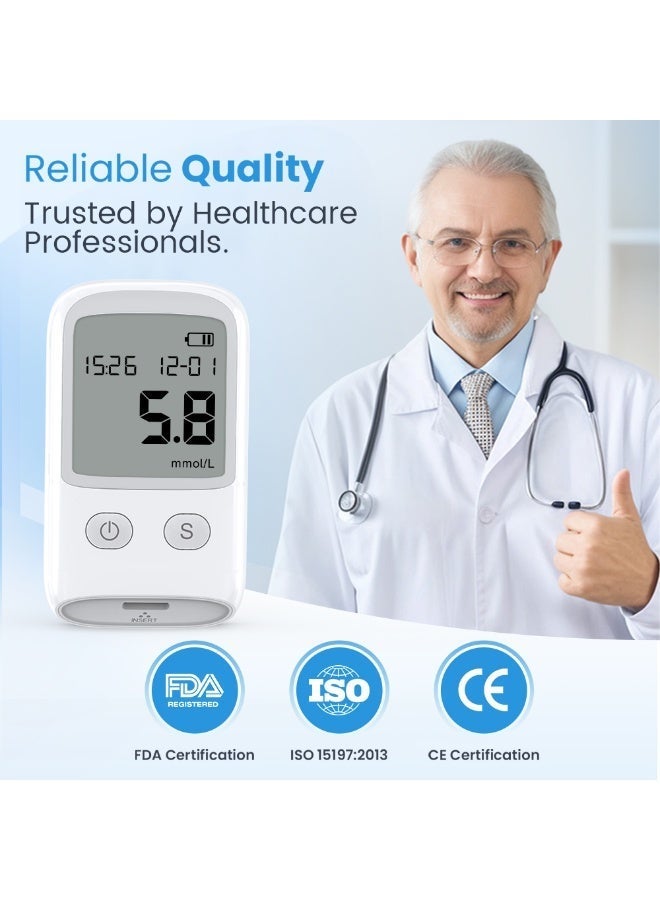 2-in-1 blood glucose meter diabetes medical instrument blood glucose meter blood glucose monitor+25 pieces of uric acid test paper+25 pieces of glucose test strip+50 pieces of blood sampling needle - Image 4