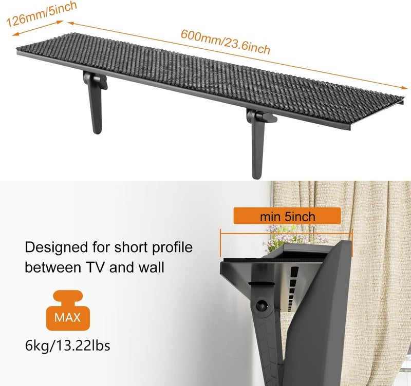 Bracwiser No Drill TV Top Shelf 24 inch Wide Monitor Top Mounting Bracket Platform Holds Speaker, AV Receiver, Media Box, Game Console and More - Image 3