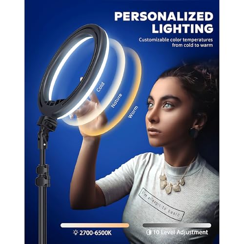 Boltove 10-Inch LED Ring Light with Adjustable Stand Perfect for Photography, Makeup, and Live Streaming Dimmable Brightness, Colour Temperature Control Light Photography Tripod - Image 5