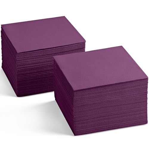 Servietto Disposable LinenFeel Cocktail Napkins 200Pack 5 x 5 AMETHYST Paper Beverage Napkins For Bar Restaurant And Caf Dessert Napkins For Party Wedding Or Event - Image 2