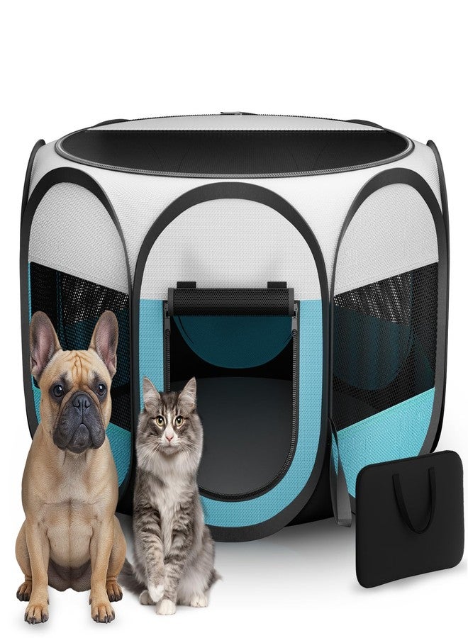 NOCOEX Portable Puppy & Cat PlayPen for Indoor, Oxford Fabric Foldable Kitten Pet Playpen with Removable Zipper Top for Small Dogs, Water-Resistance Bottom Pop Up Cat Tent Crate Cage Kennel for Pet - Image 1