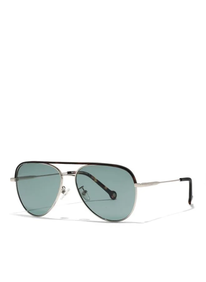 30Sundays MAVERICK Unisex Green Sunglasses - Frame Material: Metal + Acetate - Lens Color: Green- Frame Color: Japanese Gold - Full Rim