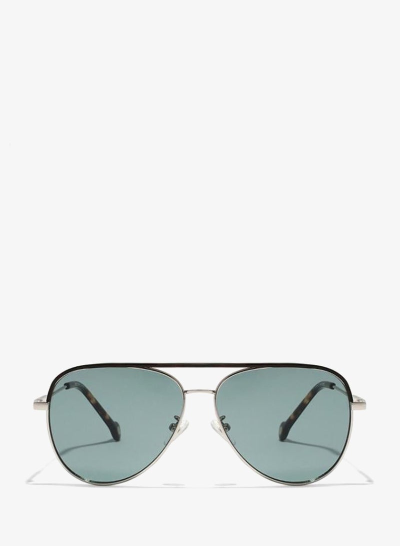 30Sundays MAVERICK Unisex Green Sunglasses - Frame Material: Metal + Acetate - Lens Color: Green- Frame Color: Japanese Gold - Full Rim - Image 1
