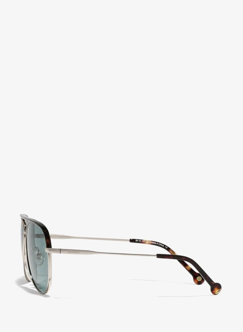 30Sundays MAVERICK Unisex Green Sunglasses - Frame Material: Metal + Acetate - Lens Color: Green- Frame Color: Japanese Gold - Full Rim - Image 3
