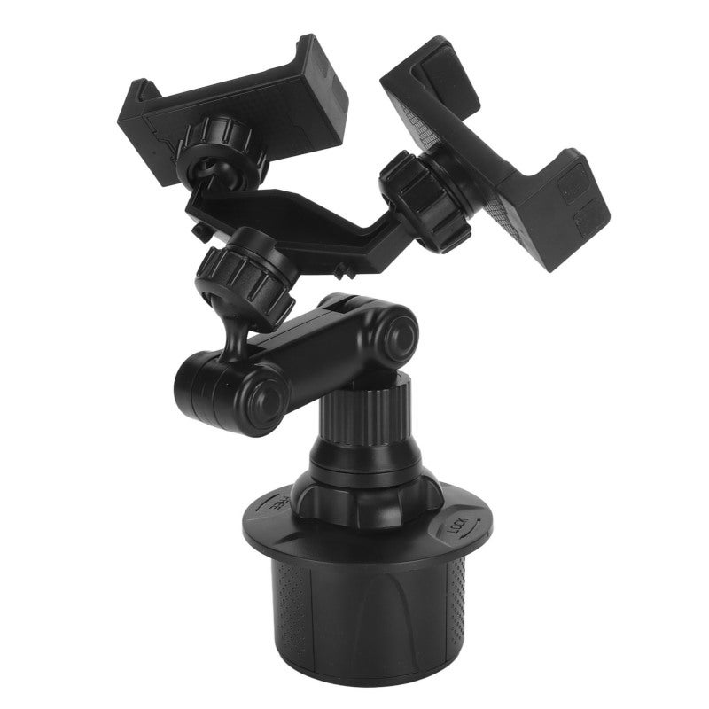 Adjustable Car Cup Phone Holder 64.2mm-94.2mm Base Dual Device Mount - 360 Degree Rotation Cup Holder Phone Mount for iPhone Android Phones - Image 3