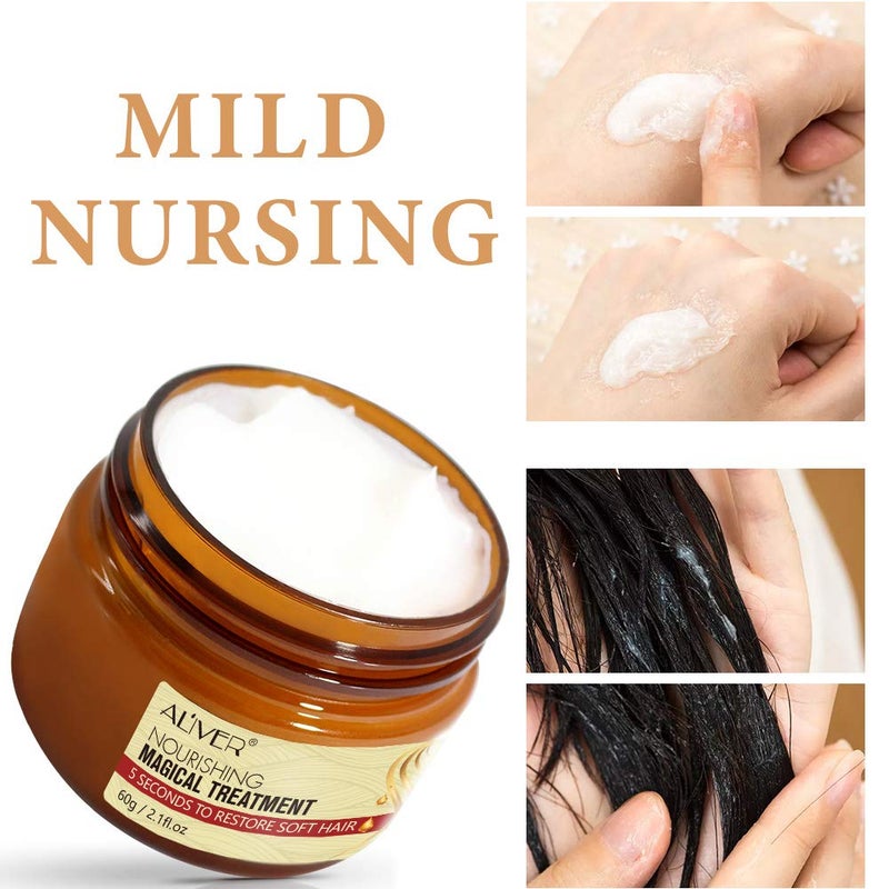 ALIVER NIFEISHI Magical Keratin Hair Treatment Oil, 2pcs Advanced Molecular Hair Roots Professtional Hair Conditioner, 5 Seconds to Restore Soft Hair, Deep Suitable for Dry & Damaged Hair-60ml - Image 4