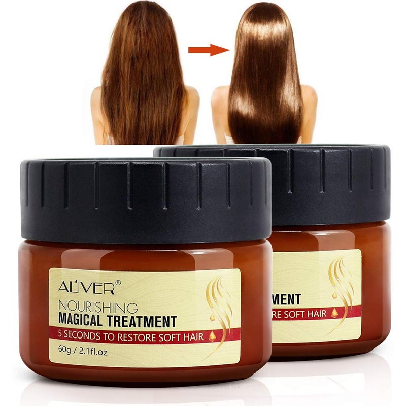 ALIVER NIFEISHI Magical Keratin Hair Treatment Oil, 2pcs Advanced Molecular Hair Roots Professtional Hair Conditioner, 5 Seconds to Restore Soft Hair, Deep Suitable for Dry & Damaged Hair-60ml - Image 1