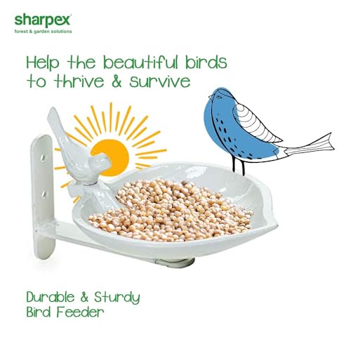 Sharpex Sturdy Steel Plant Hanger Bird Bath Or Feeder Rust Brown, Cast Iron Wall Mount Bird Feeder Great for Attracting Birds (White, 2, 12 X 10 X 10 Cm) - Image 2