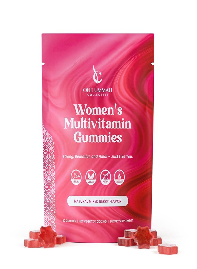 One Ummah Halal Certified Women’s Multivitamin Gummies - Easy Digestion & High Absorption - Packed with Essential Nutrients, Omega-3, Folate & Biotin for Energy, Beauty, and Wellness - Tasty 60 ct Gummy - Image 1