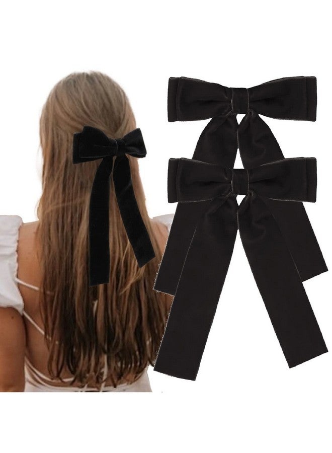 Tobeffect Hair Bows For Women Girls Velvet Hair Ribbon Black Bow Hair Clips Vintage Hair Accessories For Women - Image 1