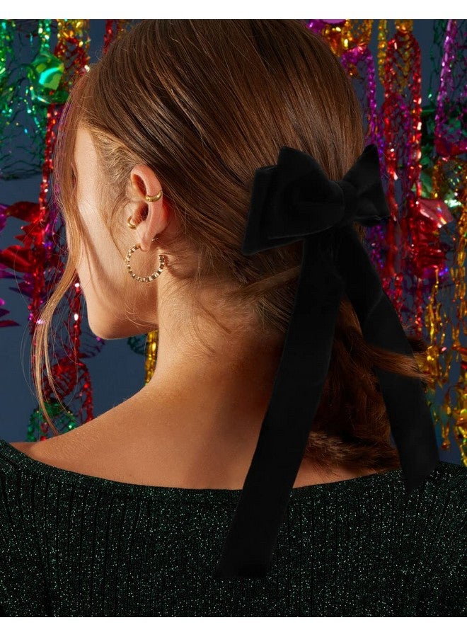 Tobeffect Hair Bows For Women Girls Velvet Hair Ribbon Black Bow Hair Clips Vintage Hair Accessories For Women - Image 5
