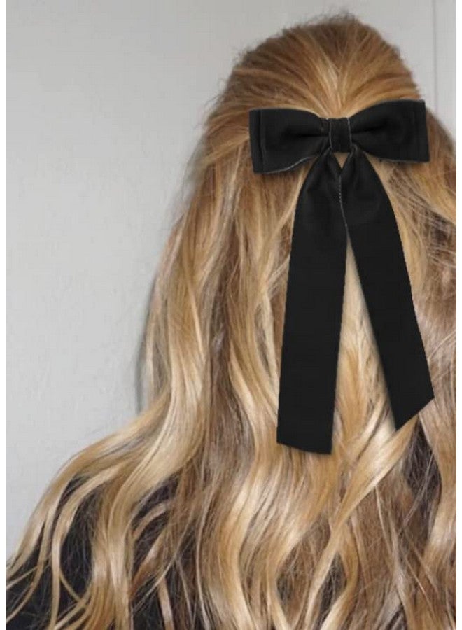Tobeffect Hair Bows For Women Girls Velvet Hair Ribbon Black Bow Hair Clips Vintage Hair Accessories For Women - Image 3