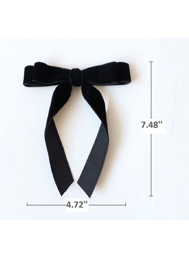 Tobeffect Hair Bows For Women Girls Velvet Hair Ribbon Black Bow Hair Clips Vintage Hair Accessories For Women - Image 4