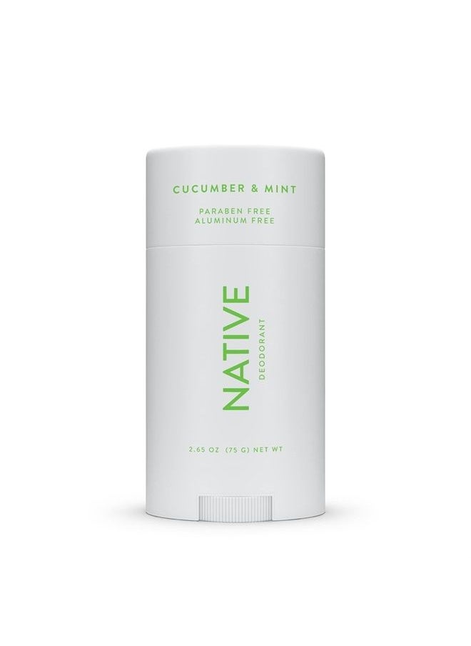 native - مزيل العرق | مزيل عرق طبيعي للنساء والرجال، خالٍ من الألومنيوم مع صودا الخبز والبروبيوتيك وزيت جوز الهند وزبدة الشيا | خيار ونعناع - Image 1