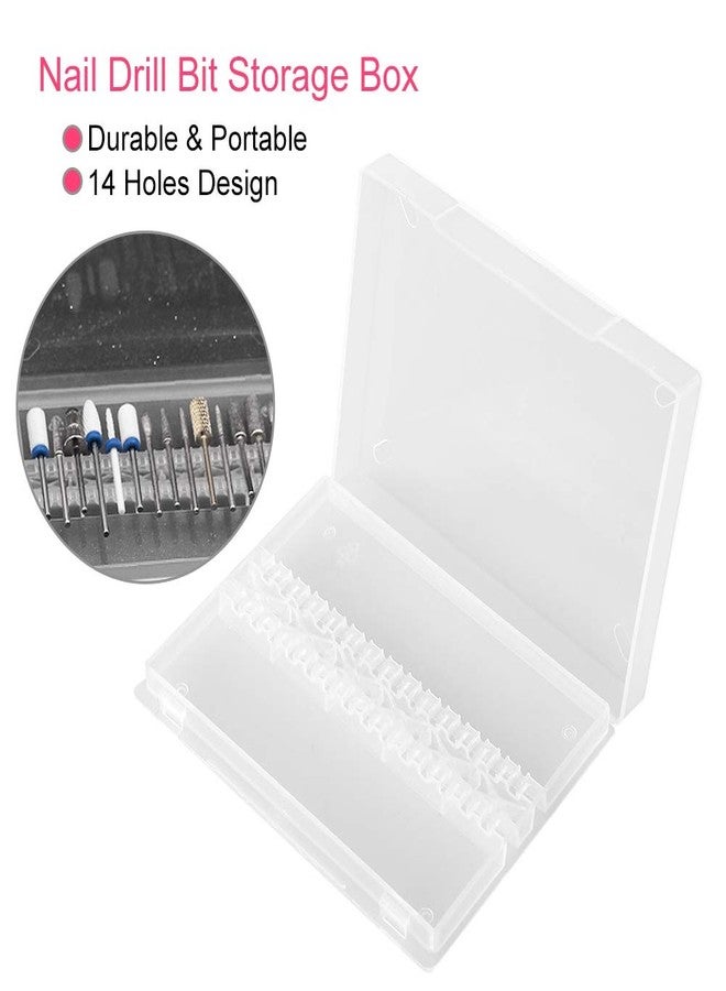 Rotekt 14 Holes Nail Drill Bit Holder Stand Organizer, Professional Nail Art Polishing Grinding Drill Bit Display Storage Box, Bit Case Organizer for Nails (White) - Image 2