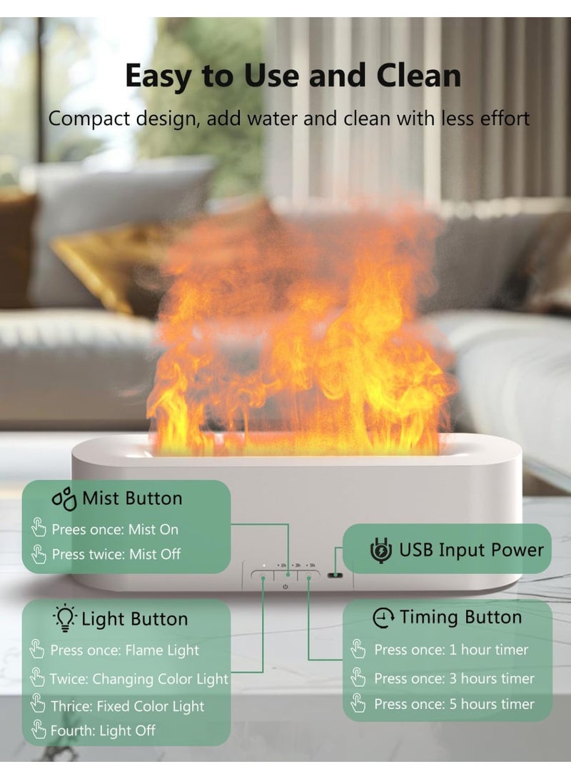 SKAFA | Flame Air Humidifier | Flame Air Diffuser | RGB Night Light Desktop USB Humidifier | Aromatherapy Essential Oil Diffuser for Home, Office & Bedroom (Auto-off-150ML) (White) - Image 4