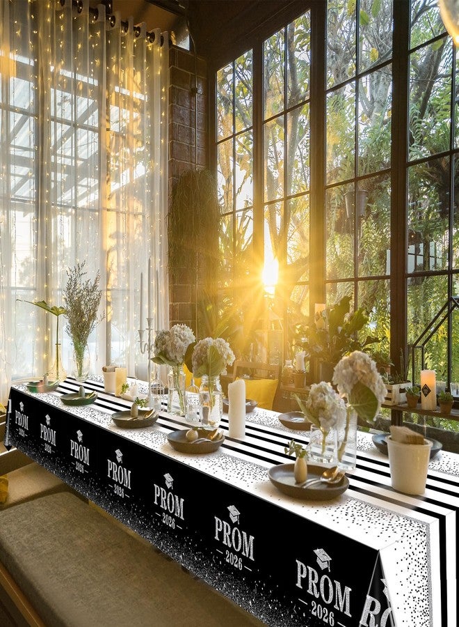 Jectivs 3Pcs Prom Decorations 2026 Graduation Tablecloths,Disposable Black and Silver Prom Send Off Table Cloth 54x108 Inch Grad Table Cover for College University Graduation Party Decorations Class of 2026 - Image 5